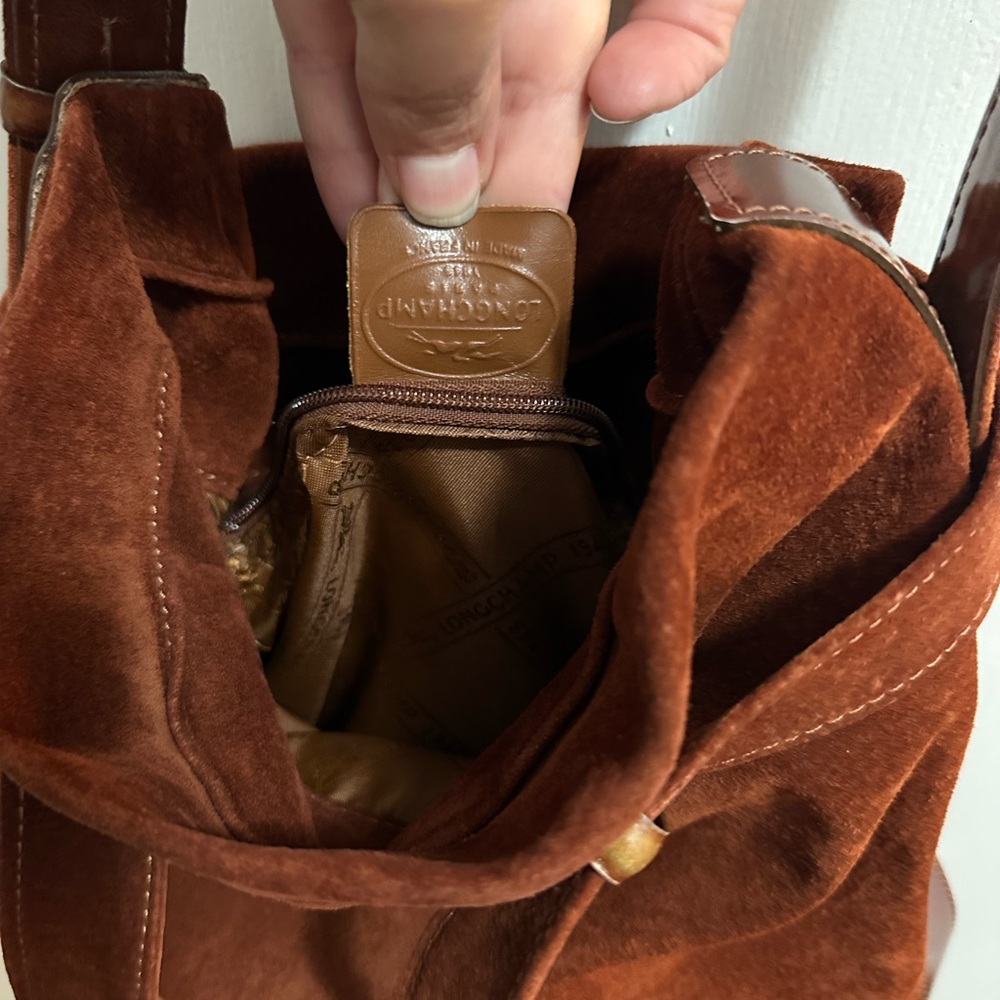 Longchamp Brown Suede Crossbody Bag - Picture 6 of 6